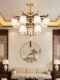 New Chinese-Style All-Copper Solid Wood Walnut Living Room Chandelier with Chinese-Style Branch-Shaped Glass Lampshade, Elegant 2026 New Model