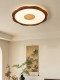 Song-Style Aesthetic Ceiling Light for Bedroom and Study, Round New Chinese-Style Retro North American Black Walnut Eye-Protection Led Ceiling Light