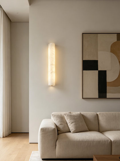 New Chinese Style, Mid-Century Modern, Simple Spanish Natural Marble Wall Lamp, Living Room, Bedroom, Bedside Decoration, Led Lighting Fixtures