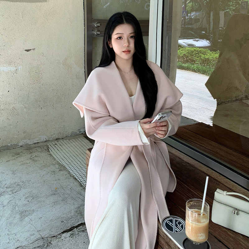 Linlinfs Pink Color Is Super Pretty! Large Lapel 10% Cashmere Coat for Women, Double-Sided Woolen Coat, 2026 Autumn and Winter Linlinfs Pink Color Is Super Pretty! Large Lapel 10% Cashmere Coat for Women, Double-Sided Woolen Coat, 2026 Autumn and Winter