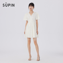 Speed SUPINV neck jacquard dress, summer new bubble sleeve princess girl 523270017