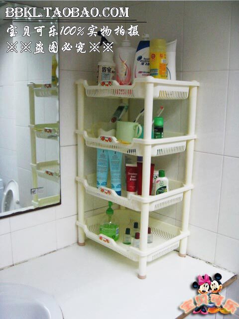 Kitchen powder room bathroom Four-layer four-corner rack Basin rack plastic debris rack Finishing rack 02
