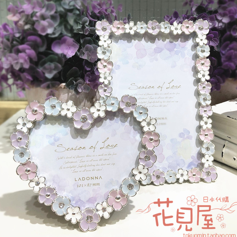 In Stock Ladonna Photo Frame, Fresh and Simple Style with Heart, Flowers, and Four-Leaf Clover, Wedding, Housewarming, Birthday Gift
