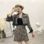 Phù hợp với nước hoa nhỏ nữ 2018 mùa thu mới áo khoác tweed ngắn + váy đôi ngực hợp thời trang hai mảnh bộ vest nữ