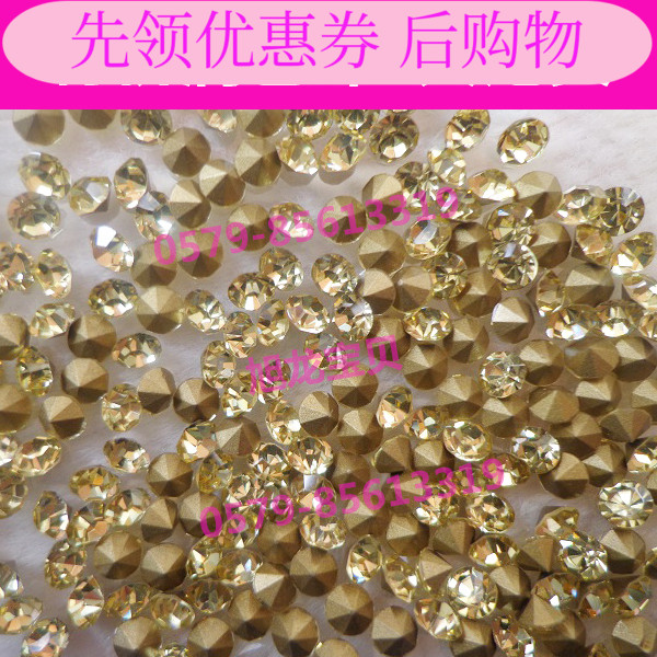 Pointed-bottom rhinestone light yellow DIY repair drill loose drill pointed-bottom drill manicure paste drill glass drill with diamond glue