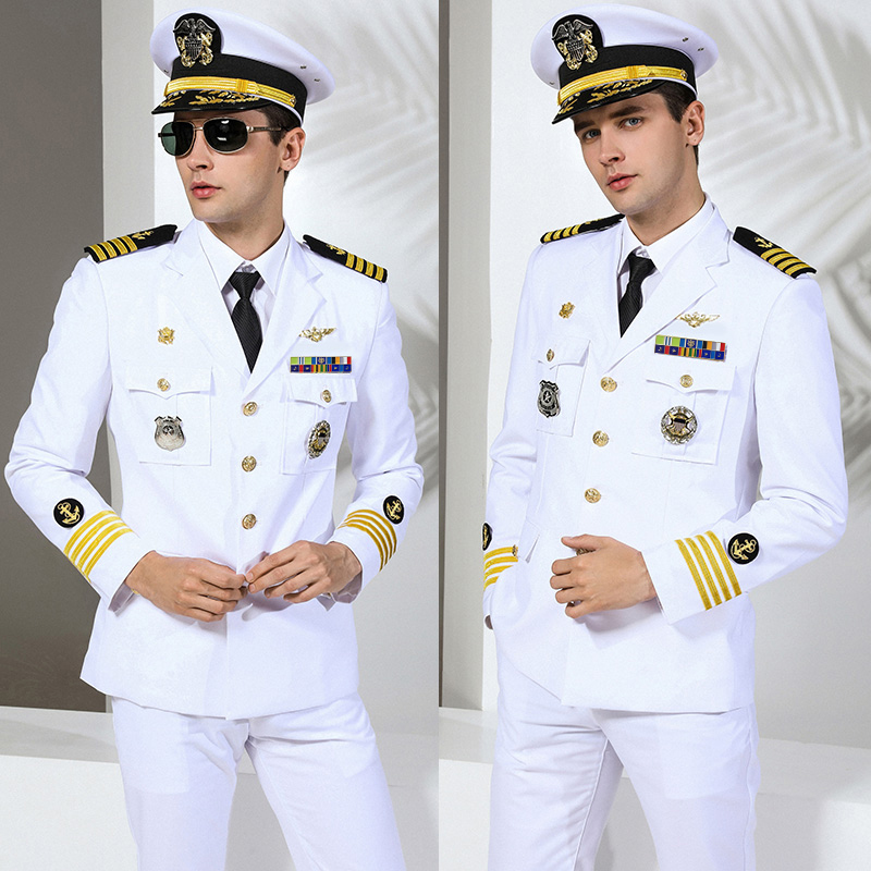 Sailor Uniform Dress, Yacht Captain Uniform, American Sailor Evening Dress, Performance Costume, Suit for Men