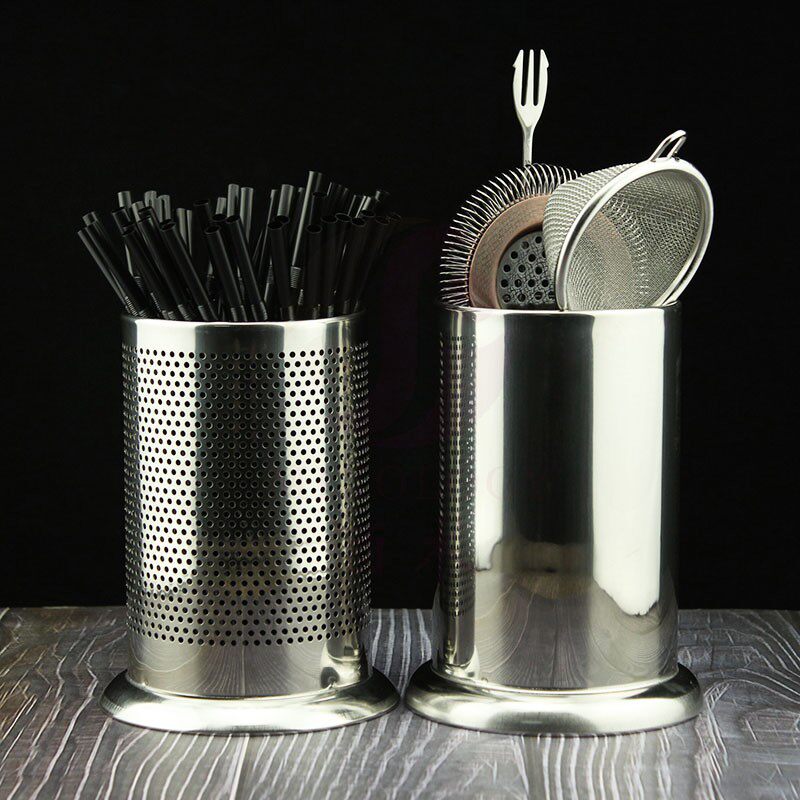 Wine art stainless steel bar spoon bucket metal straw bucket bar bartending tool storage tube straw tube chopsticks tube