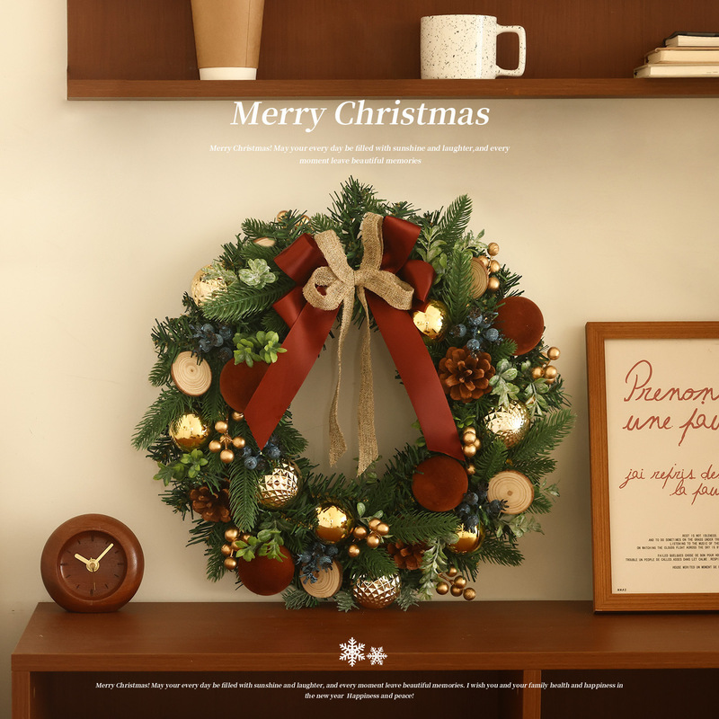 Christmas Decorative Wreath Hanging Ornaments Photo Props Scene Decoration Rattan Christmas Tree Hanging Decorations Wall Door Hanging