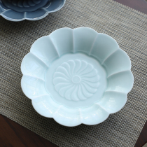 Household dishes ceramic tableware Hotel Club shaped salad Western plate tea accessories pots celadon Blue