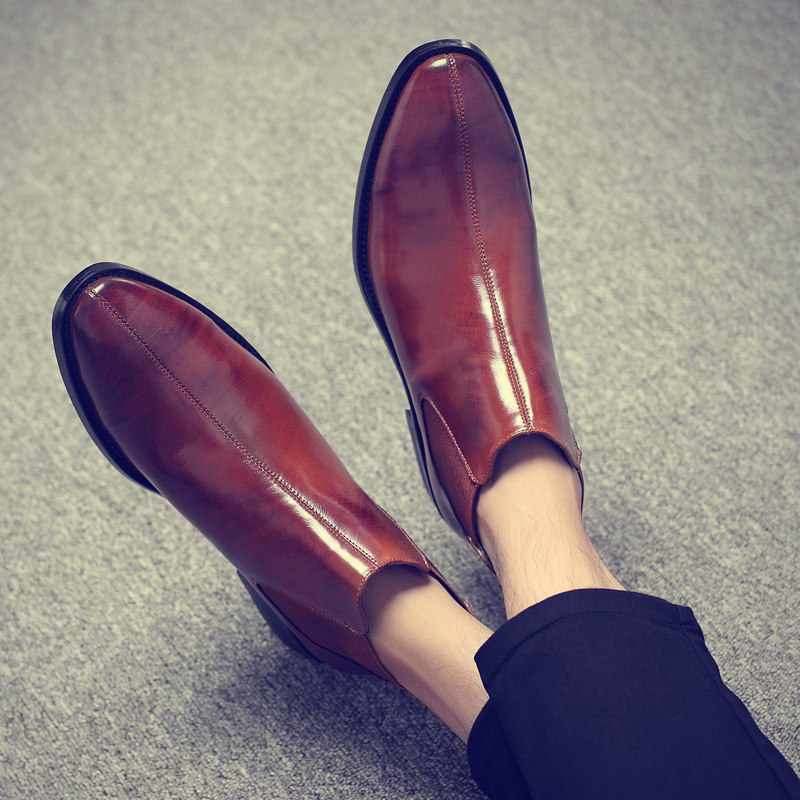 Men's boots British pointed toe Martin boots men's short boots Korean version of the trend Chelsea boots men's retro high-top leather shoes