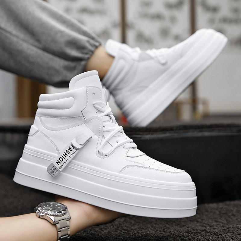 Small white shoes men high-aid shoes Han edition trend and white students shoes men thick soles increase sneakers