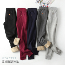 Cashmere sweatpants womens thickened autumn and winter lambskin sweatpants suit large size loose-legged cotton pants wear pants outside
