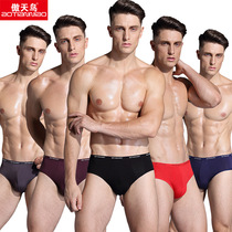 Proud Bird Pure Color Narrow Side Mens Triangle Underwear Big Code Modale Comfort Mid Waist Breathable Male Triangle Pants Head