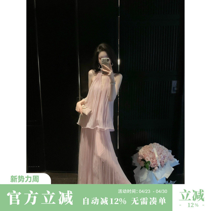 Sun Yaqiao【Gentle Breeze】Fine Shimmering Silk Pleated Skirt Fashionable Long Skirt