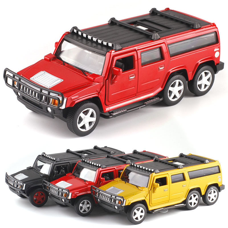 Six-wheeled extended hummer field SWAT police police car Camouflage off-road vehicle sound and light return car model toy