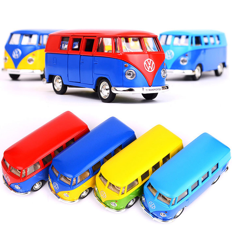 1 36 5 inch metal emulation Fox t1 Classic Bus Alloy Back Force Small Car Model Boys Children Toys