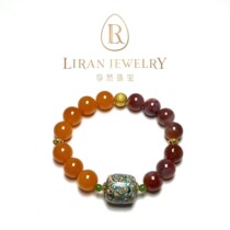 Li Ran Jewelry) 10mm Huanglong Jade Round Bead DIY Purple Cloud Red Flame Southern Red Single Circle Bracelet Temperament Fashion Versatile Style