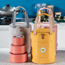Round lunch box bag handbag waterproof and oil-proof lunch bag cute large capacity insulation bag to work with rice bag