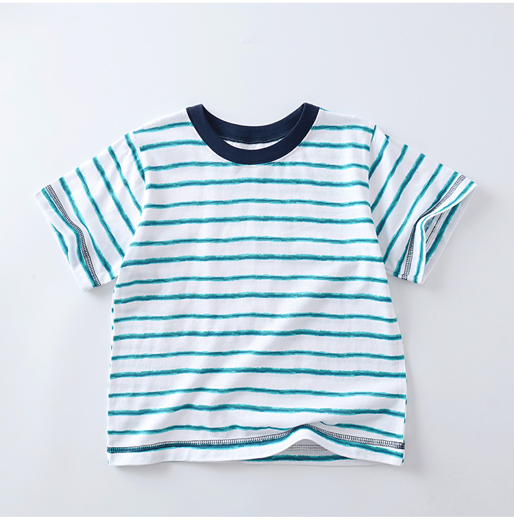 Dải màu smiley ~ boy bông giản dị t-shirt nhà lỏng ngắn tay scorpion jersey phần mỏng nửa tay áo áo thun trẻ em