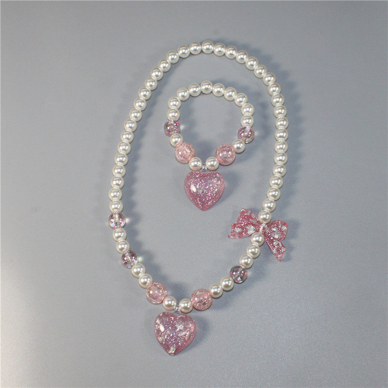 Children's accessories girls baby princess little girl accessories cute love bow beads necklace bracelet set