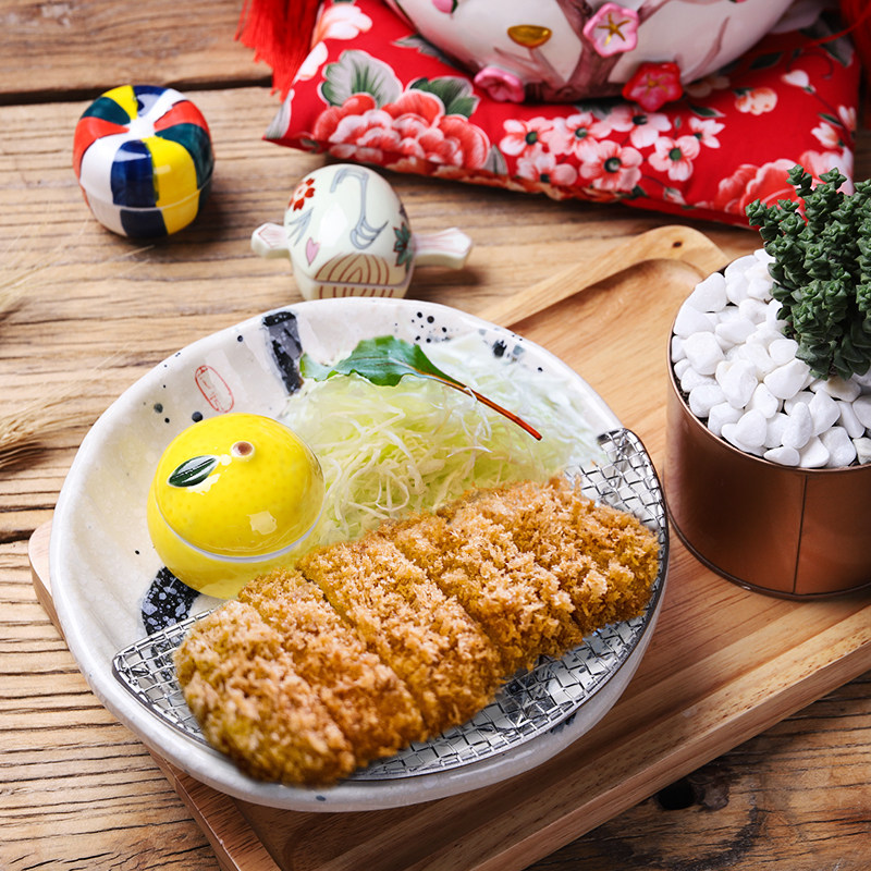 Japanese ceramic tableware hotel daily retro pig plate deep dish personality creative household with circular dish