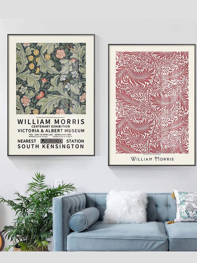 Morris decorative painting niche sofa background wall painting abstract hanging painting entrance corridor aisle Nordic living room mural