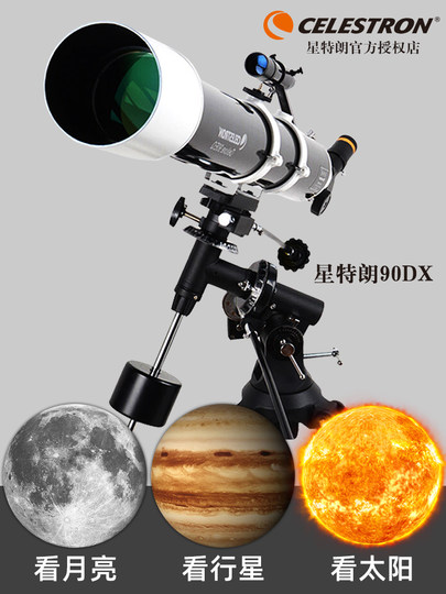 Telescopio astronómico Celestron 90dx, visión nocturna de alta definición y alta potencia de grado profesional para observación de estrellas para niños, montura ecuatorial de gran diámetro