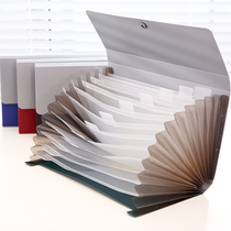 Deli 5562 snap bill file bag bill clip storage bag 12 grid organ bag multi-layer bill box