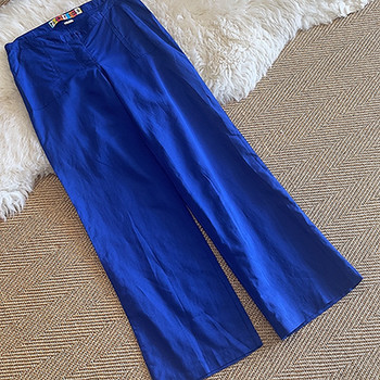 Linen trousers, cotton and linen floor-length wide legs