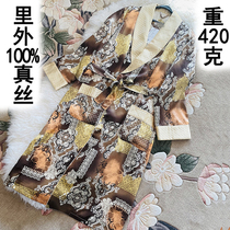Inner-Outer Mulberry Silk Gown True Silk Men Sleeping Clothes Spring Summer Silk long Sleeping Robes Womens Morning Robes CREPE SATIN BURQA