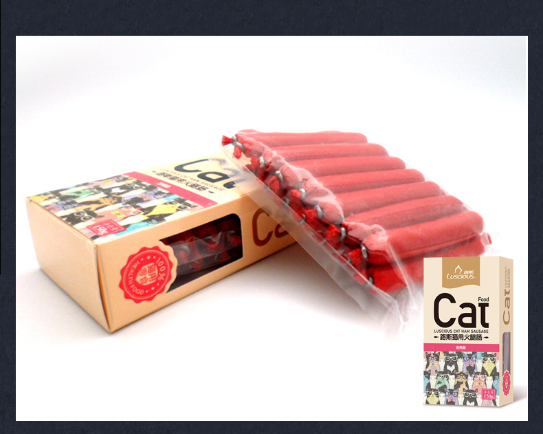 Mèo Snacks Luss Cat Ham Ruột 150g vào Mèo Mèo Ham Ham Xúc xích Cá ngừ Xúc xích Cá hồi Đồ ăn vặt bánh thưởng cho mèo