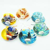 Van Gogh starry sky coffee cup disc suit Home European style Inform bone porcelain Ying style afternoon tea tea set