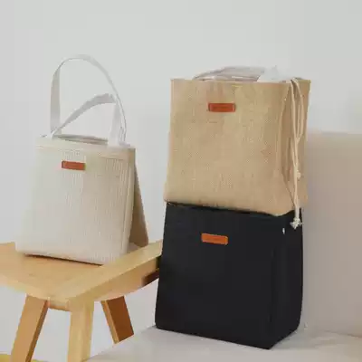 Thickened aluminum foil insulation bag lunch bag canvas large handbag with rice for women carrying waterproof bento with insulation bag