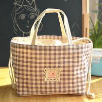 Cotton linen boxed boxed boxed box students with lunch box collecting bag Waterproof Handbag lunch with bunches of bunches