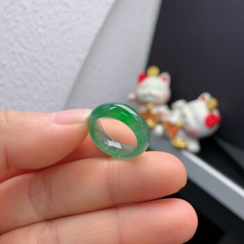 6 circle myanmar natural jadeite a spicy green ring 161#
