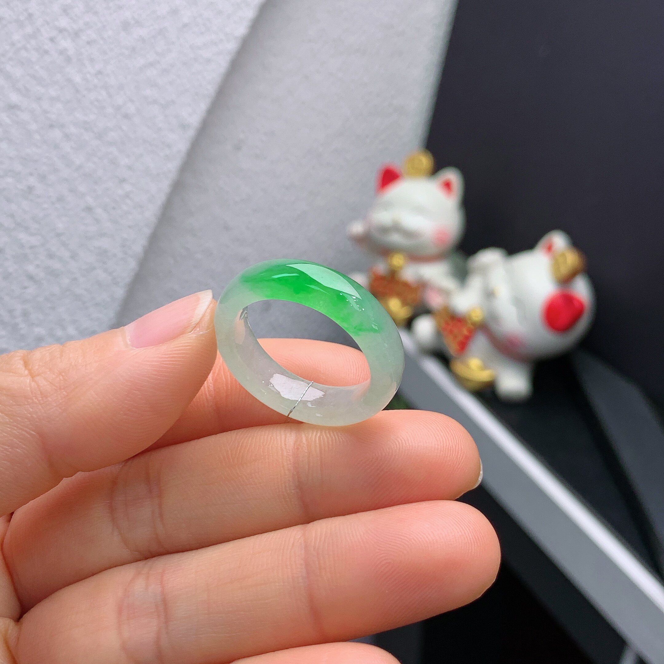 20-21 Circle Burmese Natural Jade A Grade Bingyang Green Ring A978#