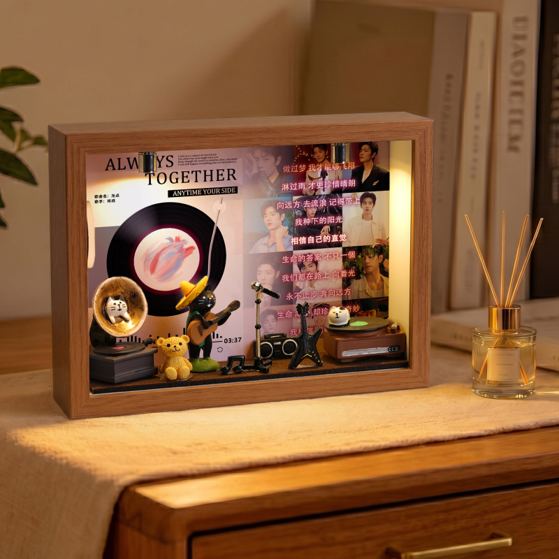 Xiao Zhan Celebrity Photo Frame Peripheral Three-Dimensional Display Box, Decorative Gift with Light, High-End Desktop Entranceway Ornament