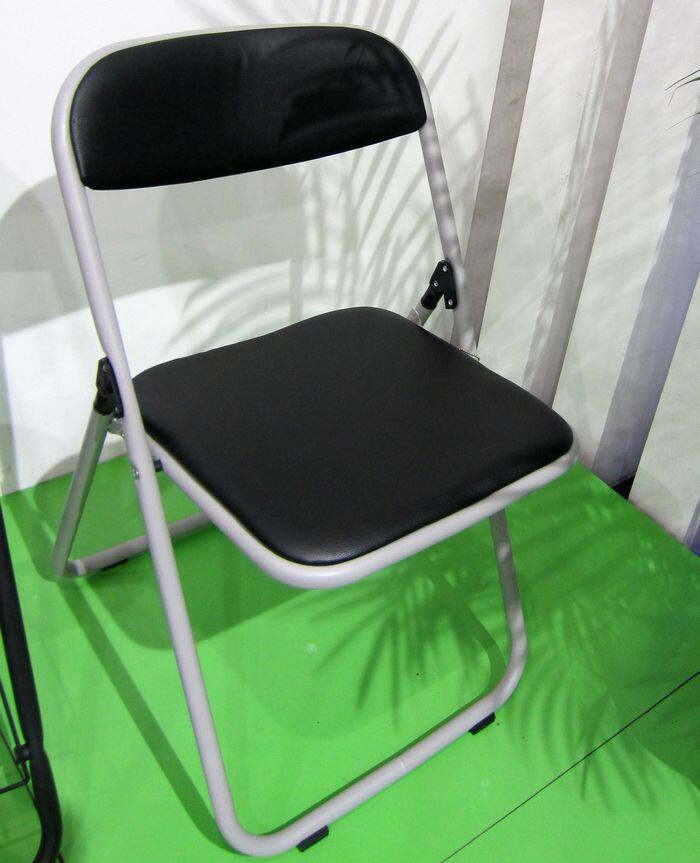 Black Armless Leather Chair Folding Conference Chair Office Chair Reception Chair Soft Seat Back Chair Space Saving Meeting Chair