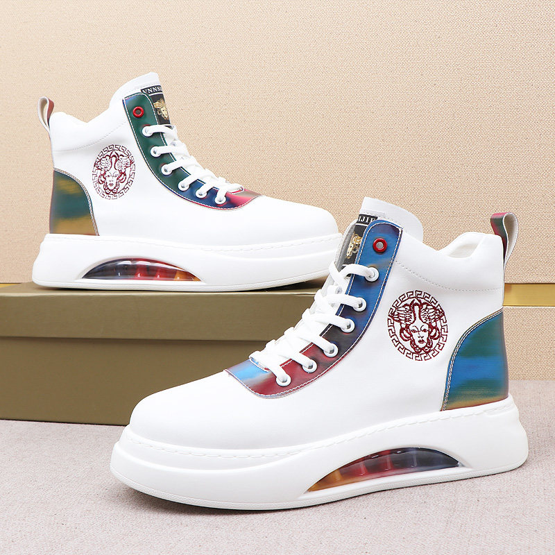 High cylinder board shoes men's 2022 spring new Korean version thick bottom air cushion shoes sports casual mid-cylinder embroidery