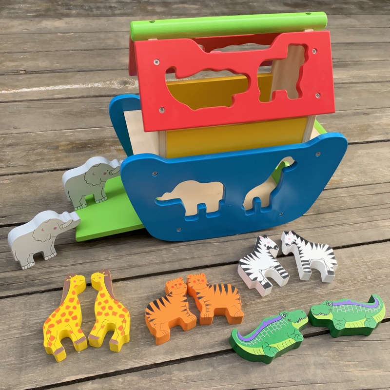Tong Meng Meng Exit Germany High-end wooden Noah's Ark Shape paired toy Cognitive Puzzle-Taobao