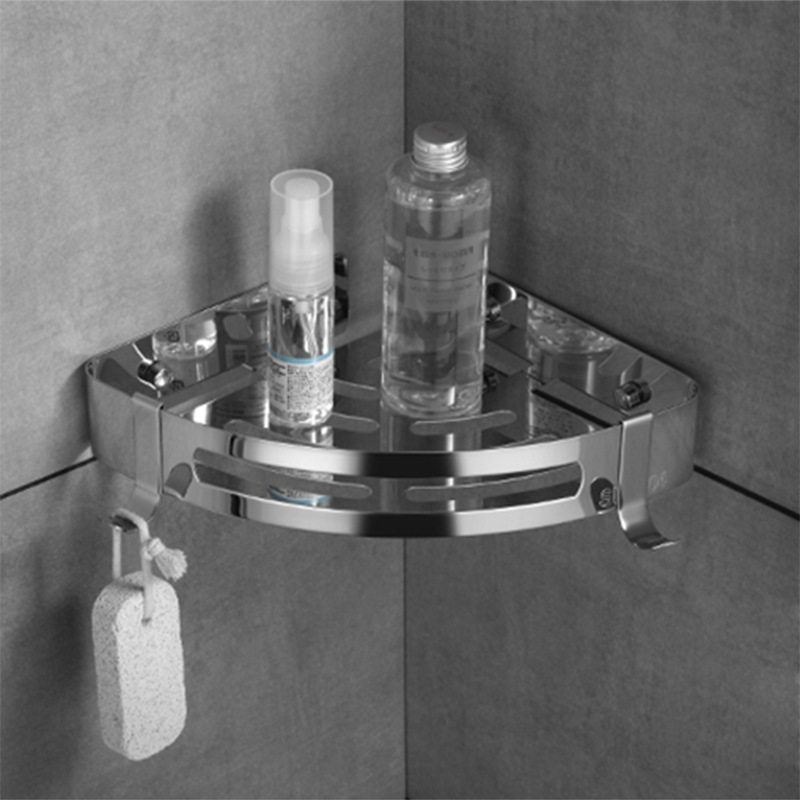 Non-perforated stainless steel shelf Bathroom corner shelf Powder room tripod toilet storage hardware bathroom wall rack