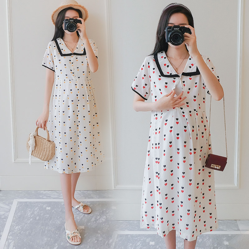 Pregnancy woman dress with summer clothing online red fashion goes out to print over kneecap not explicit with loose pregnant woman foreign dress lactation dress
