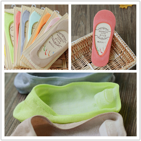 Mùa xuân và mùa hè cotton vô hình ngắn nông miệng than tre sợi kẹo màu silicone anti-skid chống thuyền vớ nam giới và phụ nữ vớ