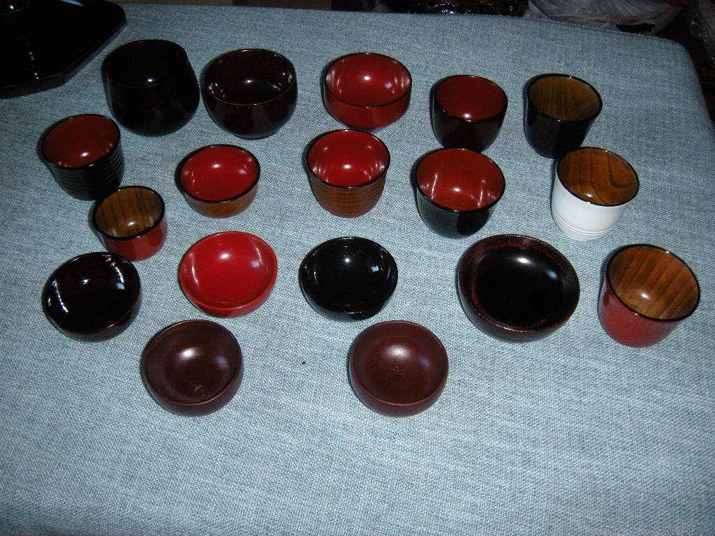 Exit lacquerware * Various of wood lacquerware teacup wine cups samples 18 pieces (in the other detail stock reproducts for purchase)
