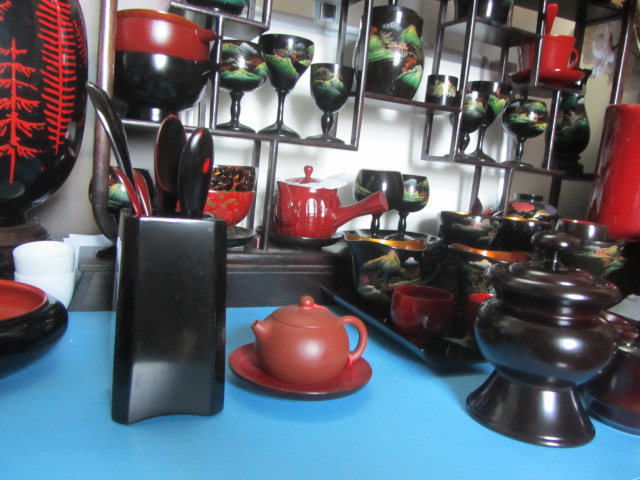 Natural lacquer lacquerware wooden tire tea spoon tea clip storage tube pen holder 7CM*7CM*14CM - Taobao