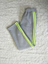 Winter new light gray plus velvet thickened two fluorescent green bars student warm pants sports casual straight pants