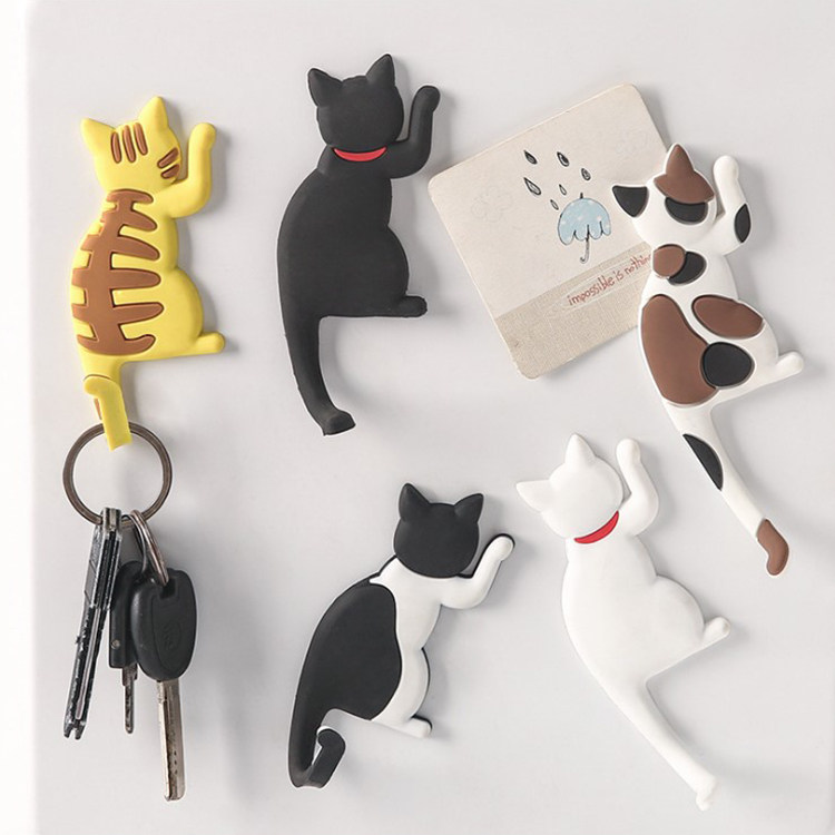 Kitty Tail Fridge Magnetic attachment Cartoon Magnet Magnetic Hook Free punch powerful no-dent hanging mask hanging key