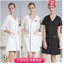 Korean V-collar skin management work clothes beauty clothes medical beauty semi-permanent white coat white beautician uniform