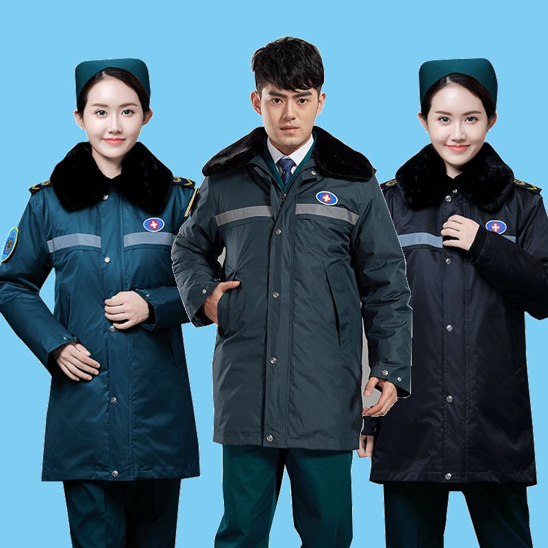 Hospital 120 emergency center care out of the hospital to thicken the cold wind and snow medical duty clothing winter cotton coat jacket