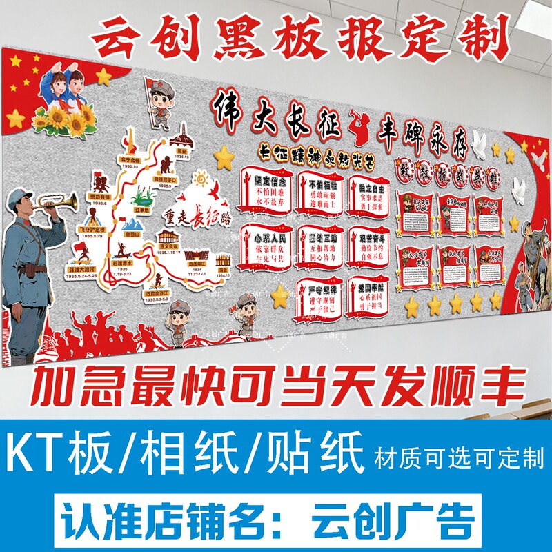 National Day Themed Blackboard Decoration Wall Stickers with Patriotic Red Classic Heroes and Pioneers for the Start of School